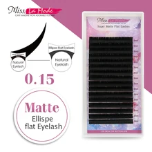 Miss La Mode 0,15 C/D, 10 шт./лот, матовые плоские ресницы, эллипс, корень, ресницы, подходят, матовые, эллипс, ресницы для наращивания