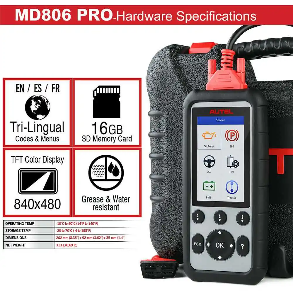 autel MaxiDiag MD806 Pro полная система диагностический инструмент такой же, как autel MD808 Pro бесплатное обновление онлайн срок службы