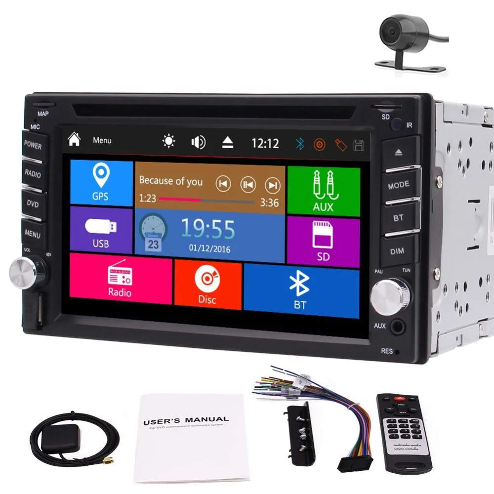 

Backup Camera HD GPS Navigation Car Radio Stereo 2 Din Capacitive Touchscreen DVD Autoradio Bluetooth Head Unit USB AUX MP3 FM A