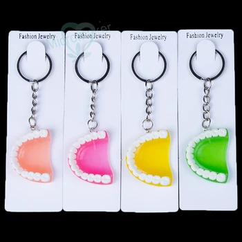 

4pcs Colorful Tooth Keychain Resin Molar Upper Jaw Shape for Dentist Dental Gift