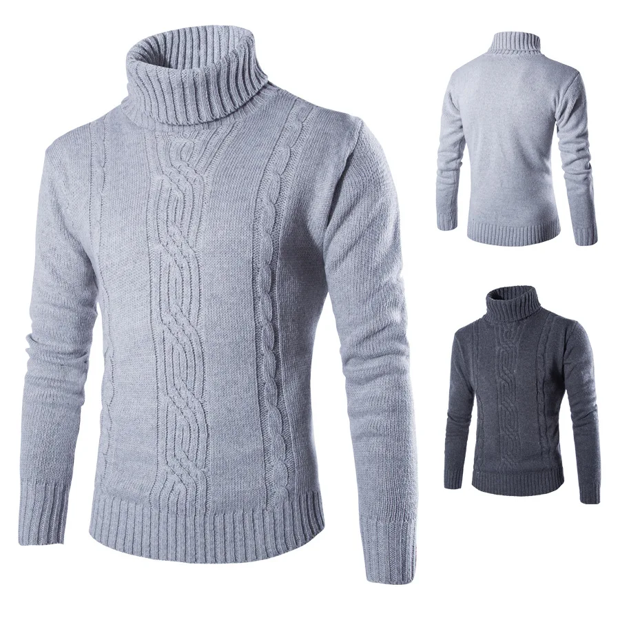 

2019 New Autumn Winter Men'S Sweater Men'S Turtleneck Solid Color Casual Sweater Men's Slim Fit Brand Knitted Pullovers
