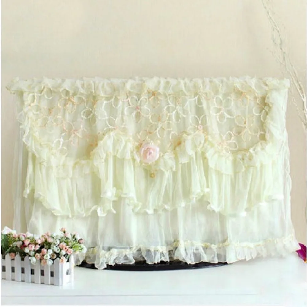27 60 inch TVs dustproof cover Lace decorative hood Indoor curtain decor for flat screen HD LED