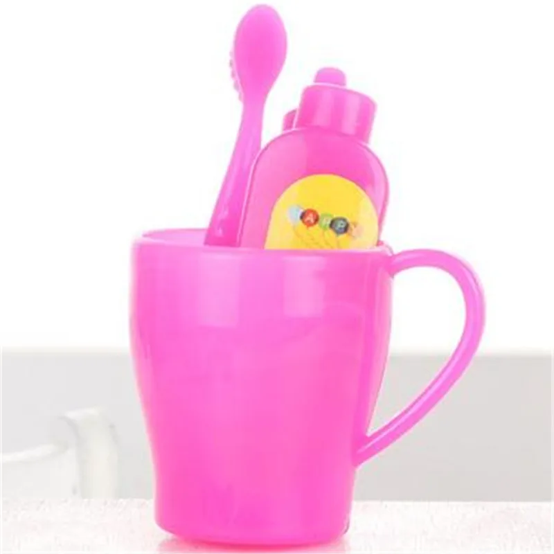 4pcs/set Toothbrush Tooth Cup Toothpaste Miniature Doll Toy Dollhouse