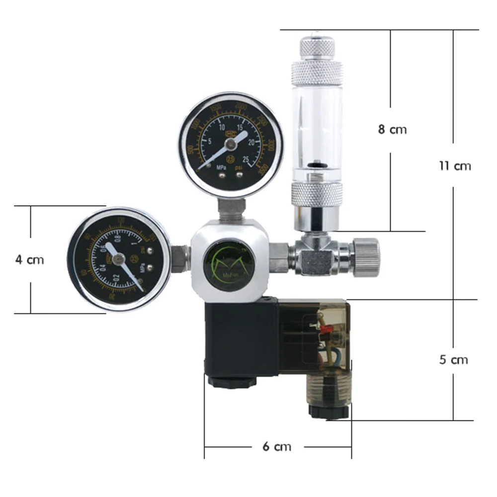 Fish Tank Aquarium Dual CO2 Control 220V CO2 Regulator Magnetic Solenoid Check Valve Aquarium Bubble Counter W21.8 Pet Supplies (5)