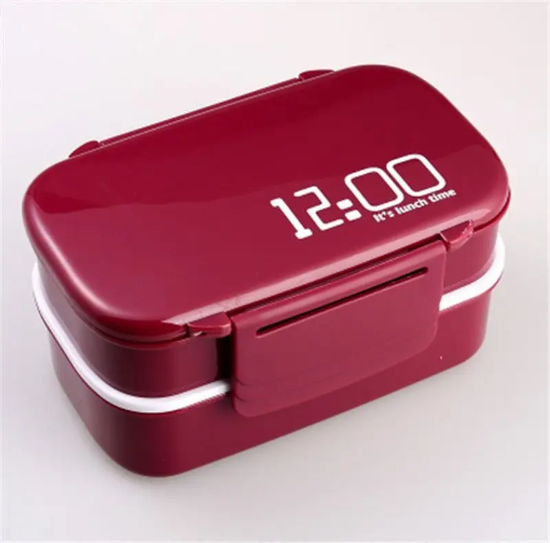 Бесплатная доставка 12:00 часы 2 слойный Ланч бокс Bento 1 4l микроволновые коробки