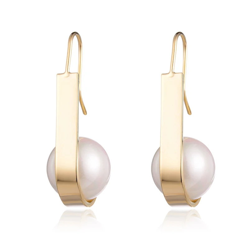 

Simulated Pearl Long Drop Earrings For Women Gold Silver Color Copper Female Dangle Hanging Earring Fashion Ear Jewelry Brincos