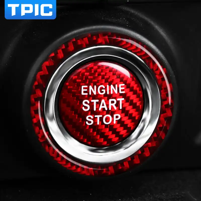 Tpic Interior Carbon Fiber Car Engine Start Stop Ignition Key Ring Sticker For Subaru Brz Toyota 86 2013 2019 Auto Accessories