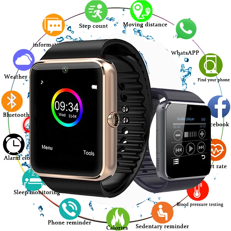 

Smart Watch GT08 Clock Sync Notifier Support Sim TF Card Bluetooth Connectivity Android Phone Smartwatch Alloy Smartwatch pk Z60