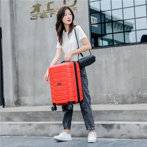 KLQDZMS 20/24/28 дюймов чемодан на колесах PP сумки на колёсиках spinner на колесах для мужчин и женщин багаж для деловых поездок - Цвет: red