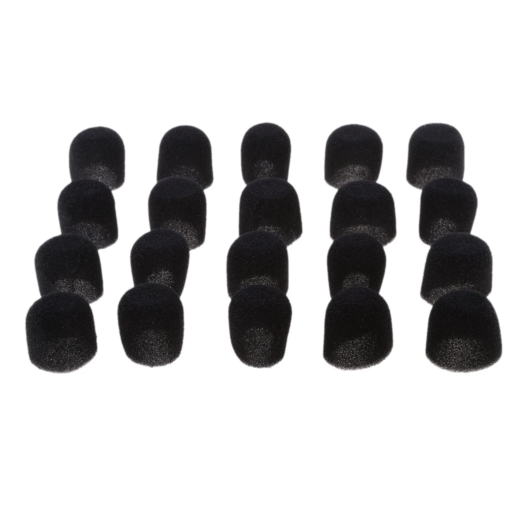 20Pack Ball Type Handheld Stage Karaoke Microphone Windscreen Foam Cover Caps 3cm Diameter Black