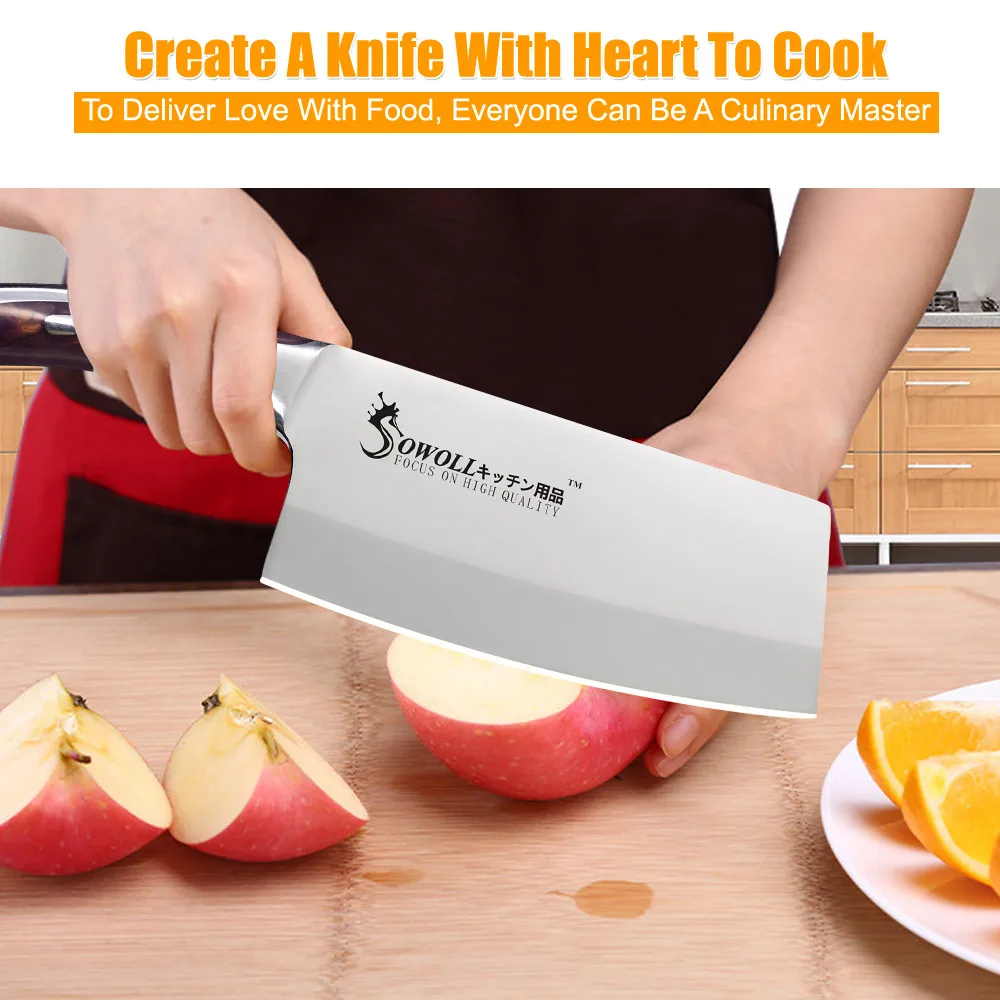 Sowoll Kitchen Knife 7 inch Japanese Chef Knife Non Slip Resin Fibre Handle Quality Stainless Steel Clever Cutter Chopping Knife Sowoll Kitchen Knife 7 inch Japanese Chef Knife Non Slip Resin Fibre Handle Quality Stainless Steel Clever Cutter Chopping Knife