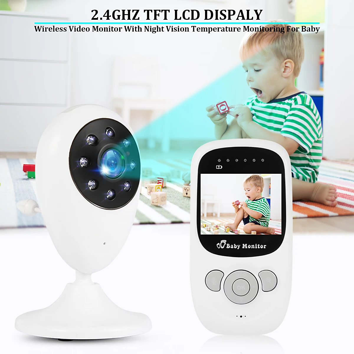 Jual LCD Nirkabel Audio Video Baby Monitor Radio Pengasuh Musik Intercom IR 24 H Portable Bayi Kamera Wifi Baby Walkie Talkie babysitter