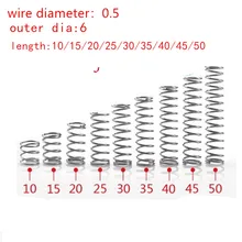 20 шт./лот 0,5 мм 0,5x6 мм нержавеющая сталь компрессионная пружина проволока диаметр 0,5 мм наружный диаметр 6 мм длина 10-50 мм