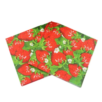 

[RainLoong] Strawberry Paper Napkin Fruit Para Festas & Party Decoration Tissue Guardanapo 33*33cm 5 packs (20pcs/pack)