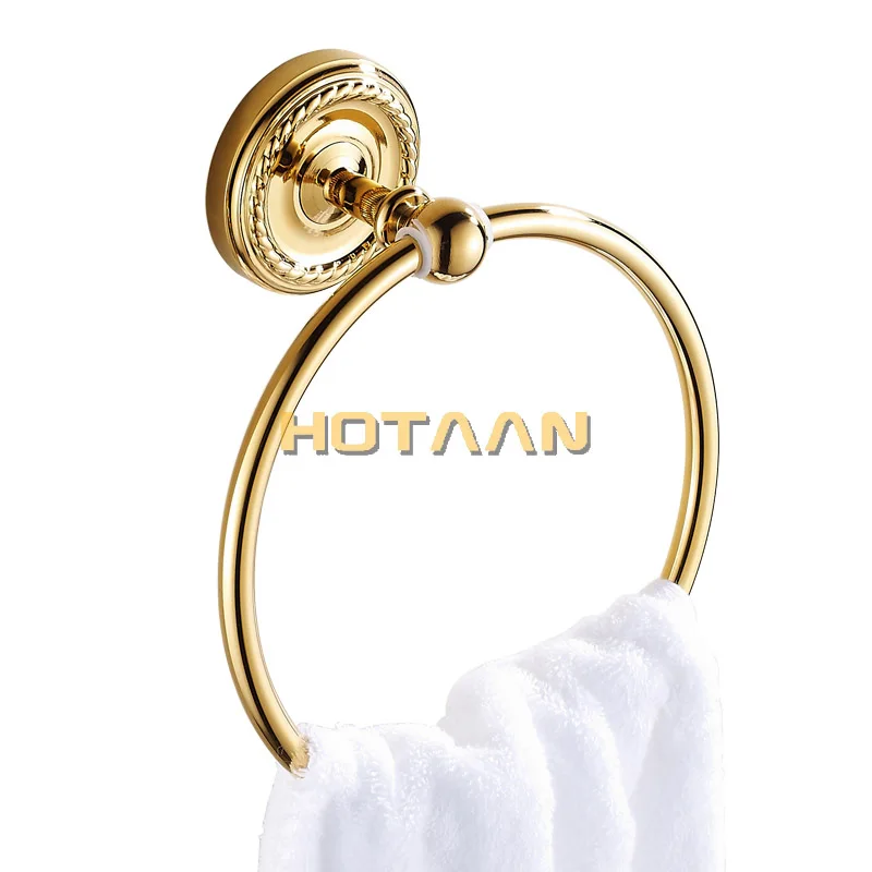 Золотое кольцо для полотенец Держатель для ванной комнаты твердый медный круглое полотенце держатель кольцо настенный кронштейн для полотенец в ванную комнату аксессуары для полотенец 12291 г