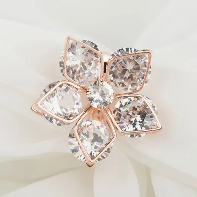 Женская мода, розовое золото, обручальные кольца для женщин, роскошные винтажные Кристальные кольца с камнями, Anneaux Pour Les Femmes - Цвет основного камня: D3002
