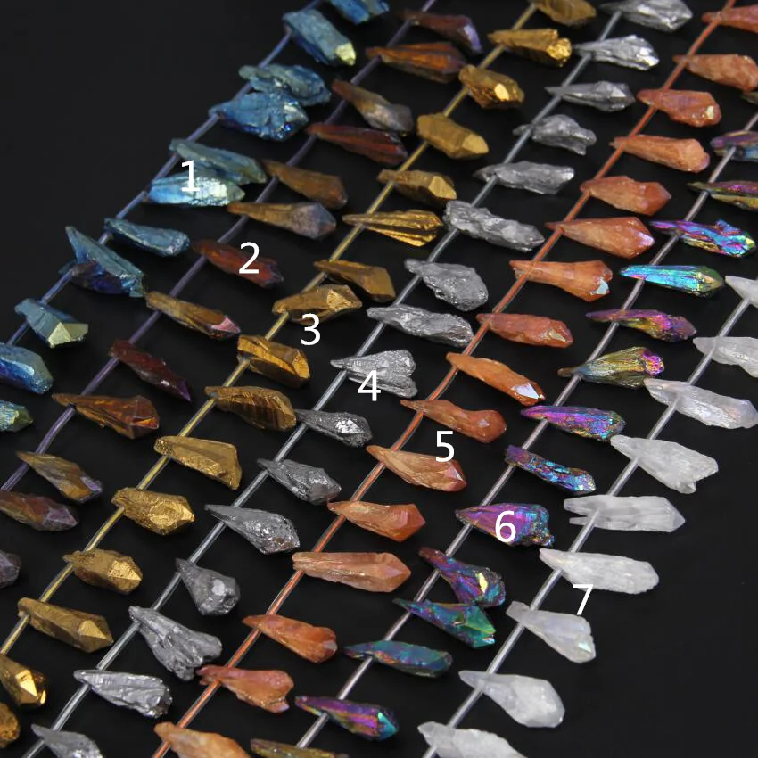 15.5" Full Strand Beads Jewelry Bulk Colorful Raw Crystal Quartz Point
