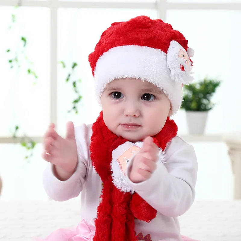 Canuomen/Новое поступление, комплект рождественской шапочки для малышей в возрасте от 3 лет, Красная Шапка хорошего качества, шарф и шапка, милые подарки для малышей