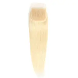 Rebecca прямые 613 Мёд блондинка закрытие перуанской человеческих синтетические волосы 4x4 прозрачный швейцарская шнуровка