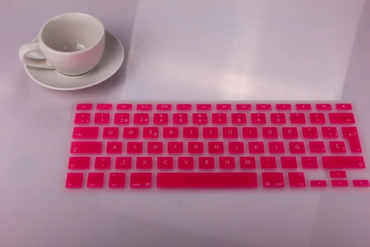 100 шт. Испанский Великобритания/ЕС Силиконовые Мягкая клавиатура кожного покрова для MacBook Pro/Retina Air 1" 1" 17" дюймов(Европейский клавиатура - Цвет: hot pink