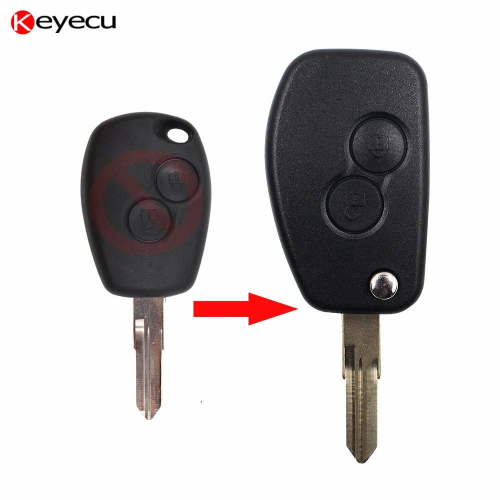 Keyecu New Flip Modified Remote Key Shell Case Car Key Cover 2 Buttons for Renault Megane