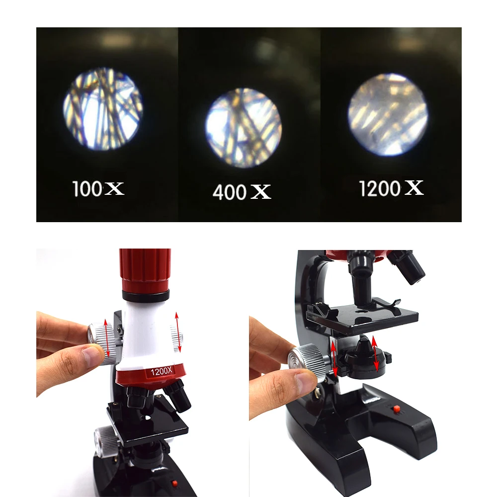 100X-1200X микроскоп набор лабораторный светодиодный домашний школьный образовательная игрушка подарок Биологический микроскоп для детей