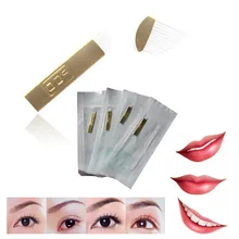 50 шт. 12PCD 3D вышивка стерилизованная нержавеющая сталь постоянный макияж иголки для бровей вышивка губ Инструменты для микроблейдинга