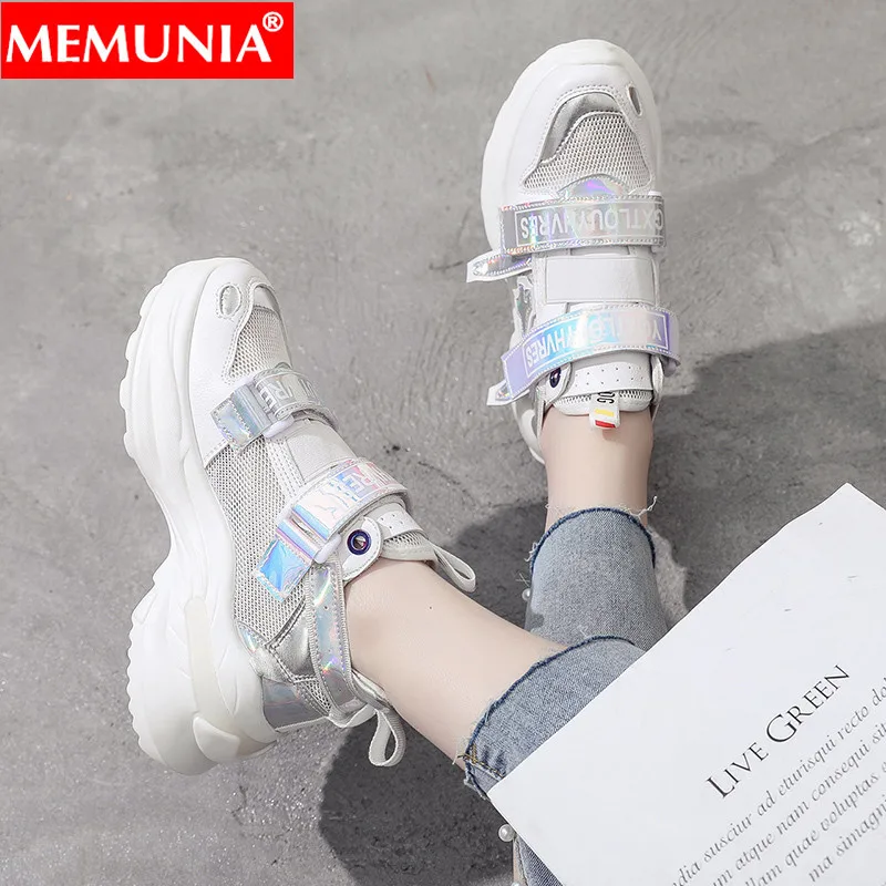 

MEMUNIA 2019 hot sale new sneakers shoes women round toe casual ladies shoes mixed colors flat platform shoes women flats