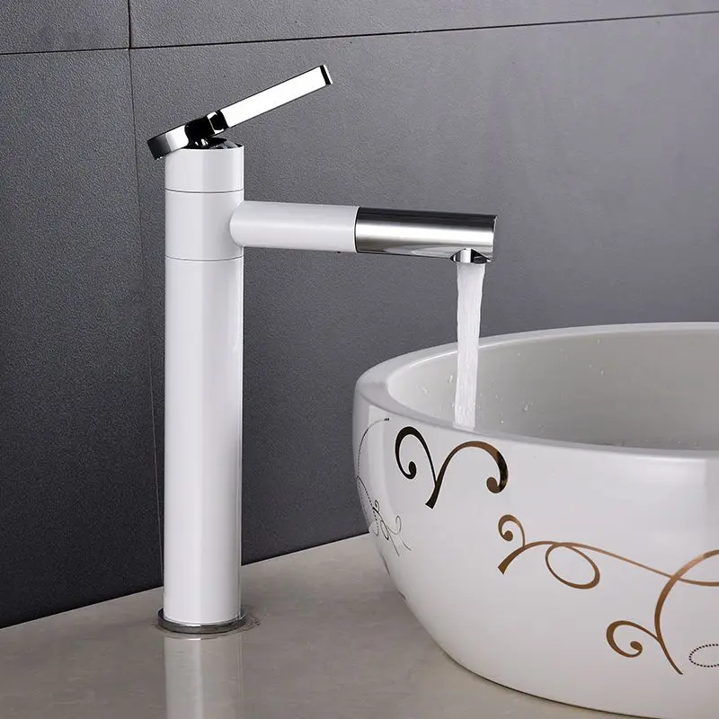 Смеситель для ванной комнаты 360 градусов вращающийся смеситель для раковины на бортике поворотный носик с одной ручкой кран для горячей и