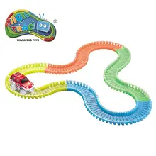 

166pcs/set Magic Track DIY Glowing In Dark Educational Transformable Flexible Railway Racing Track Diecasts & Toy For Boys