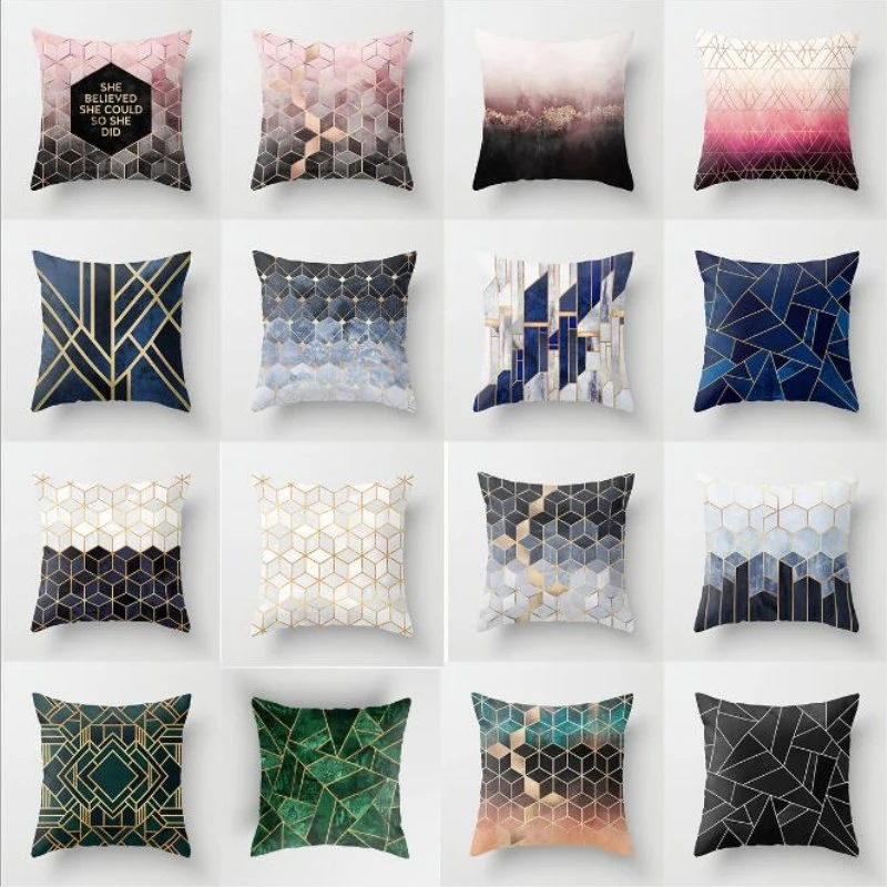 Pillow Case Marble Texture Print Sofa Square Home 45x45cm Case Home Sofa Decor