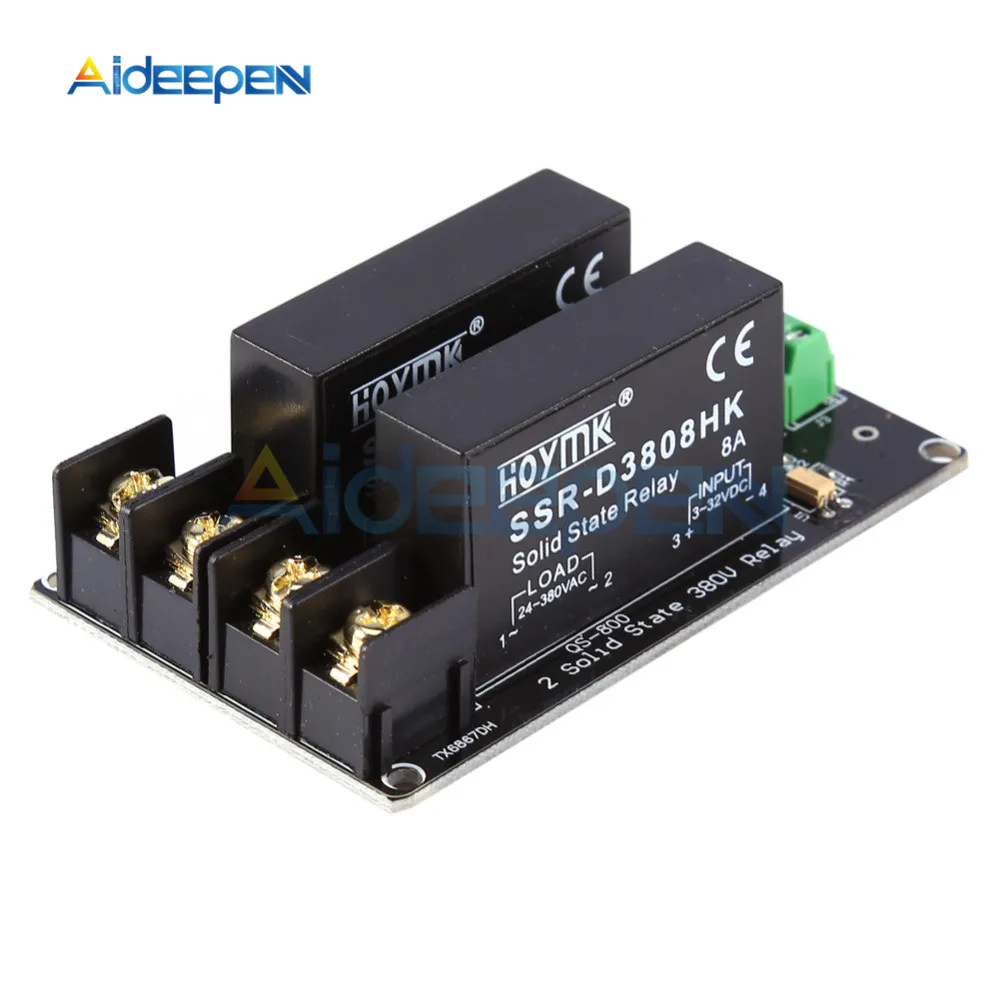 

380V 8A 2 Channel Solid State Relay Module High and Low Level H-L Trigger Board SSR-D3808HK Switch Controller For Arduino