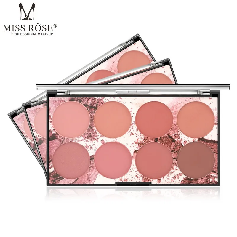 

MISS ROSE 8 Color Powder Maquiagem Blush Natural Moisturizing Silhouette Enhance Long Lasting Pink Make Up Face Blusher Powder