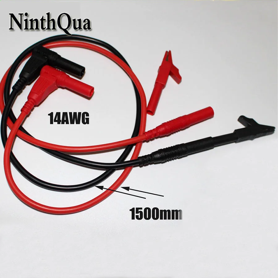 

1 Pair 1.5M Ultra Soft Multimeter Test Leads with Alligator Clip and 4mm Banana Plug ,1500mm 14AWG Silicone Cable for Testing