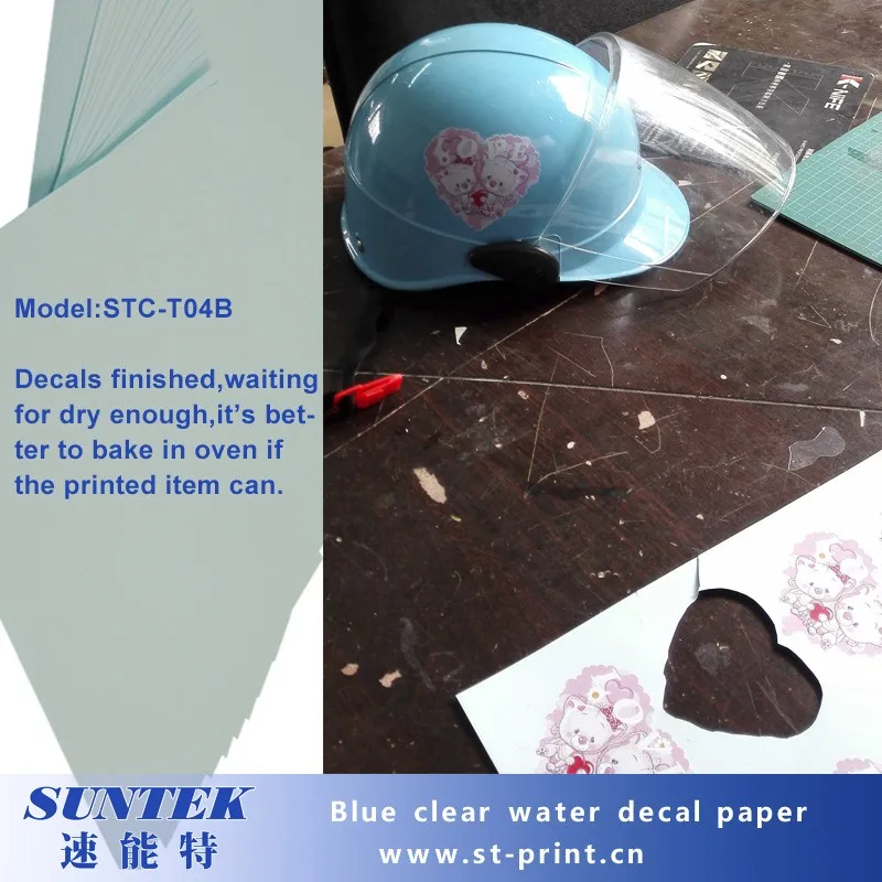 Blue clear back water decal paper for Inkjet printer process decal done