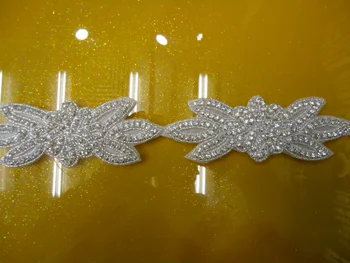 

Free shipping rhinestone beaded bridal sash applique and fabric trim lace iron on rhinestone appliques patch for sash