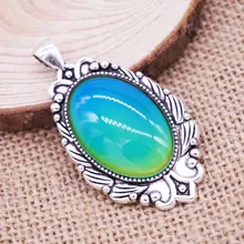 Уникальны! новейший Круглый Сплав Кулон меняющий цвет в зависимости от температуры настроение ожерелье подвески