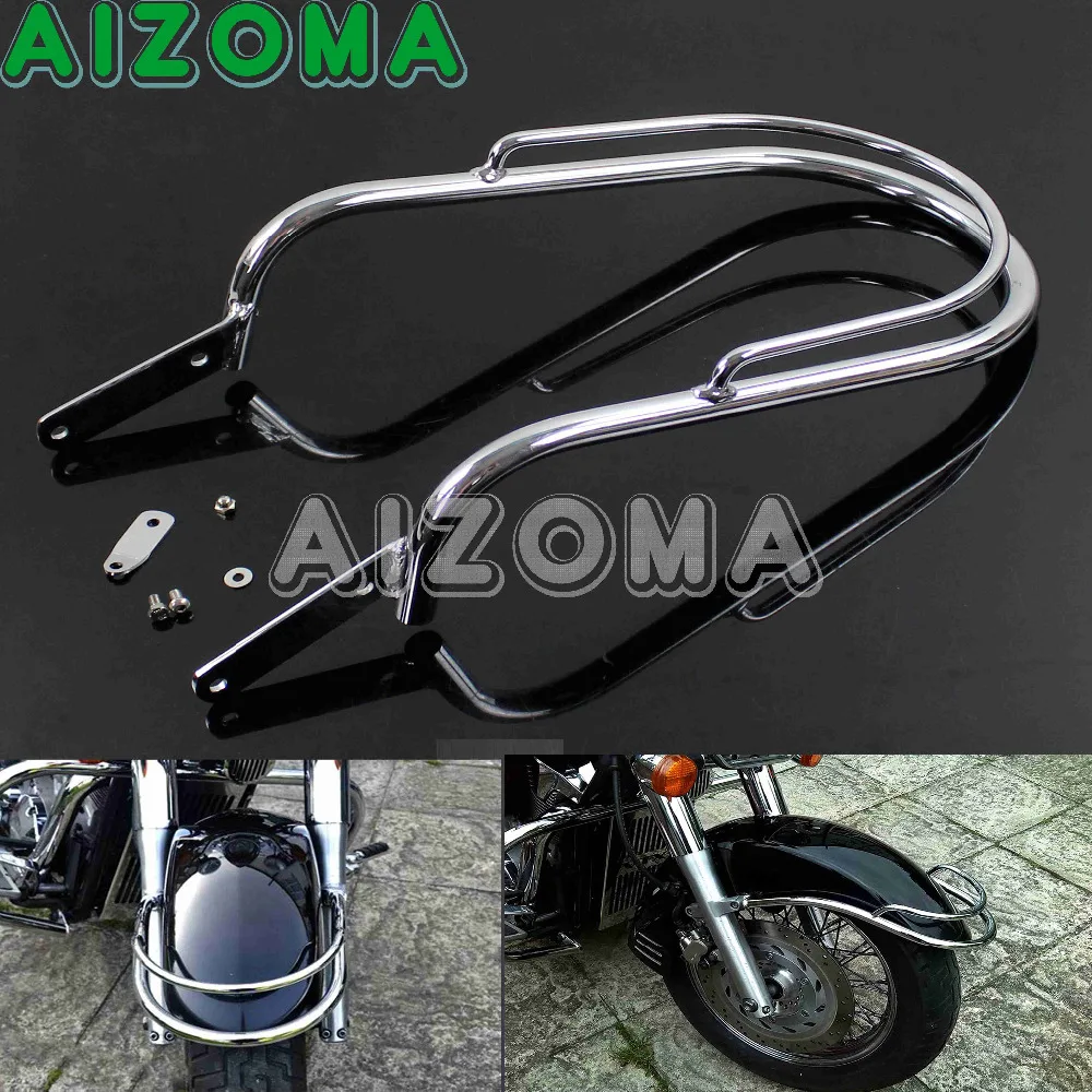 

Motorcycle Frame Guard Protector Chrome Front Fender Trim Rail Bumper Guard For Honda VT750 C2 ACE