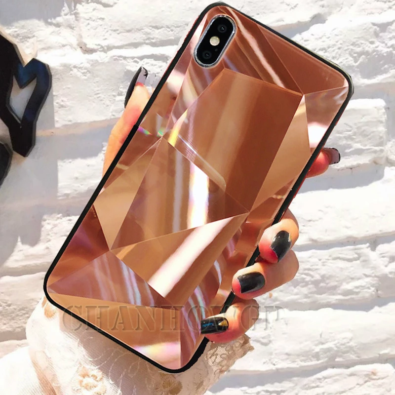 Роскошные Алмазные зеркальные чехол для iPhone 7 8 X XS Max XR чехлы для телефонов iPhone 6 6s 7 8 Plus 7plus 8plus чехол задняя ТПУ покрытие для чехла