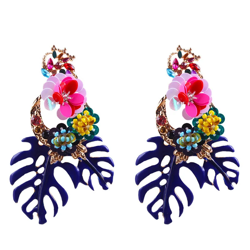 Baroque style women trending banana tree long resin earring 
