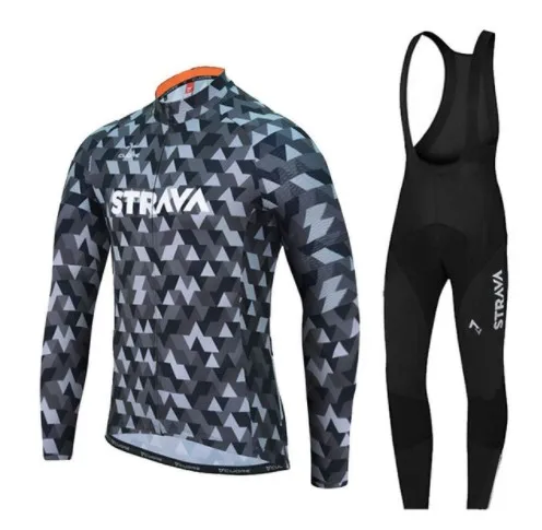 

STRAVA Cycling Jerseys Ropa Maillot Ciclismo long sleeve autumn and winter Cycling Jersey clothing Breathabl Bib Pants set