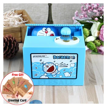 

New Doraemon Piggy Bank Electric Money Box Steal Coin Automatically For Kids Birthday Christmas Gift Desk Decoration