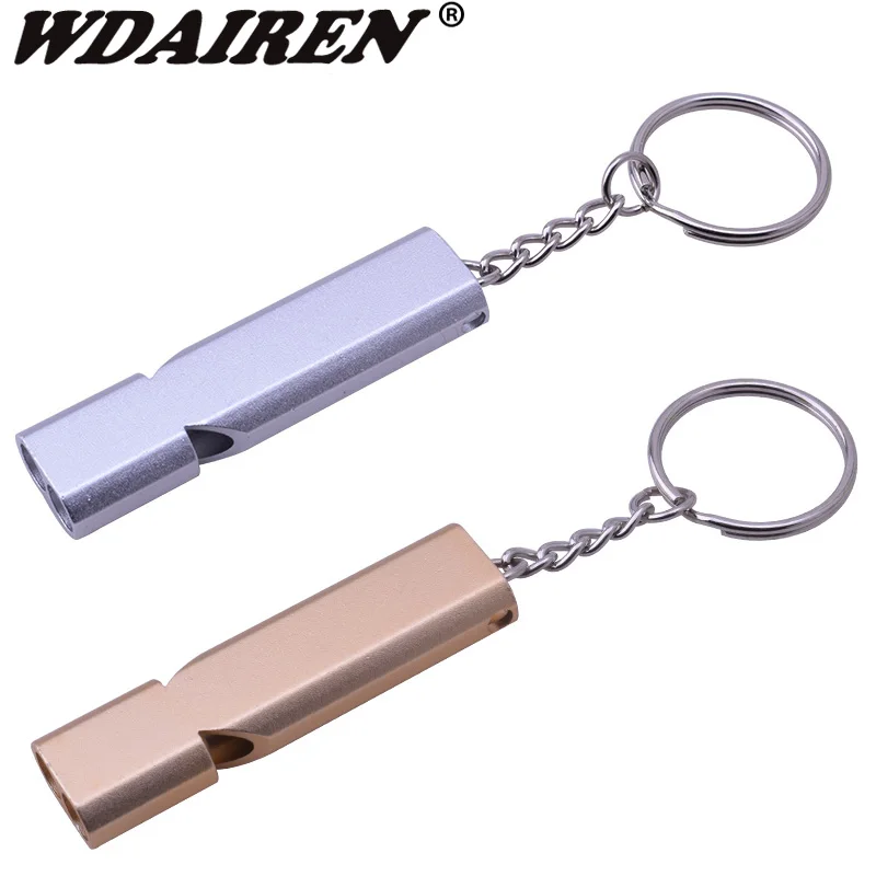 

Double-frequency Gold/Sliver Outdoor Emergency Survival Whistle Keychain Aerial Aluminum Alloy Camping Hiking Accessory Tool