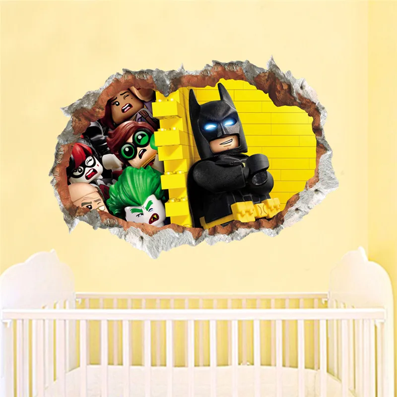 

Lego Batman Super Heros Avengers Wall Stickers Kids Room Decoration 3d Cartoon Movie Mural Art Diy Home Decals Poster Boys Gift