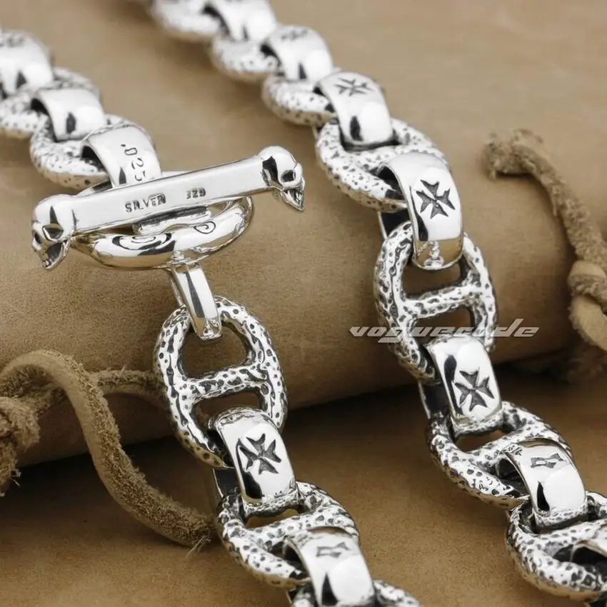 Huge & Heavy Solid 925 Sterling Silver Mens Biker Rocker Punk Necklace 8W006N 20 Huge & Heavy Solid 925 Sterling Silver Mens Biker Rocker Punk Necklace 8W006N 20