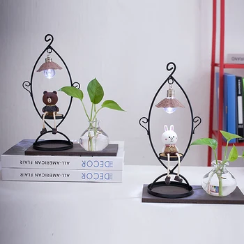 

Water glass vase transparent Brown bear Minnie rabbit Decor bedroom female birthday gift idea Home Furnishing ornaments