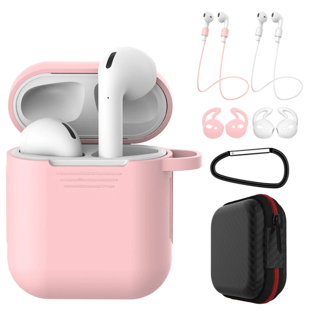 7 в 1 Мягкий силиконовый чехол AirPods для i60 i80 i100 i90 tws ушные гарнитуры Bluetooth беспроводные наушники анти-потери аксессуары наборы - Цвет: Pink