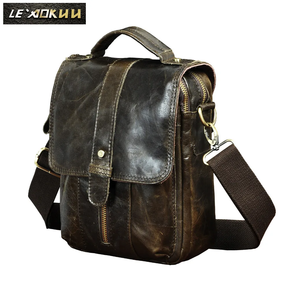 Leather Male Fashion Casual Tote Messenger bag Grey Design Satchel