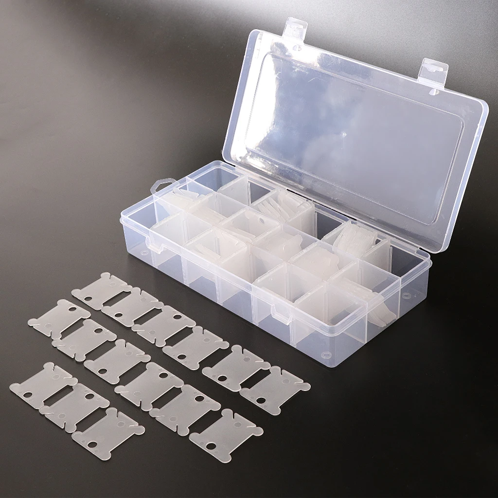 

18 Compartments Embroidery Floss Organizer Box with 120pcs Plastic Floss Bobbins for Cross Stitch