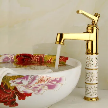 

Gold Faucets All Copper European Style Basins Faucets Hot And Cold Water Single Hole Faucets Vessel Sink Water Tap Mixer